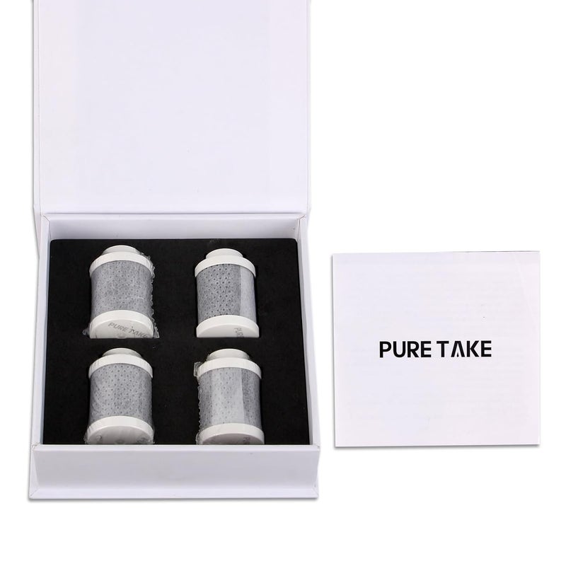 Pure Take فلتر مياه لحوض الحمام 1080 صنبور دوار قابل للتدوير منقي المياه للحوض يزيل الكلور والطعم (استبدالات فلتر ألياف الكربون (4 قطع)) - Image 2